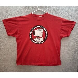 Vintage Jerzees Shirt Adult 2XL XXL Red Family Guy Brian Skater Grunge Y2K Mens